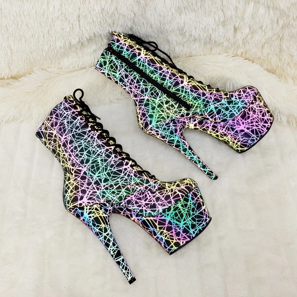 Reflective Geometric Platform High Heel Ankle Boots - Picture 14 of 17